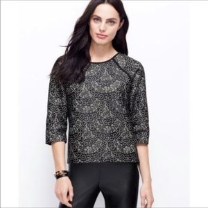 Ann Taylor lace bonded heavy sweater black large